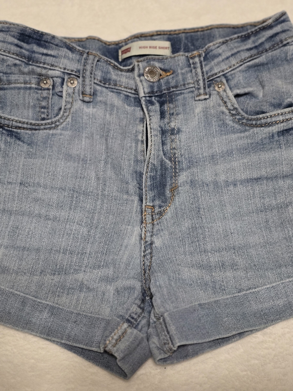 Levi's High Rise Light Blue Denim Shorts For Girls
